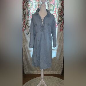 MPH Dress coastal cowgirl western chic horse girl boots denim chambray coquette